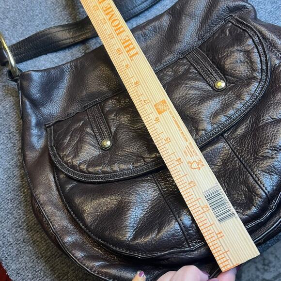 Sigrid Olsen Hobo Shoulder Handbag Brown Leather Pockets Magnetic Classic Lined - Picture 9 of 11
